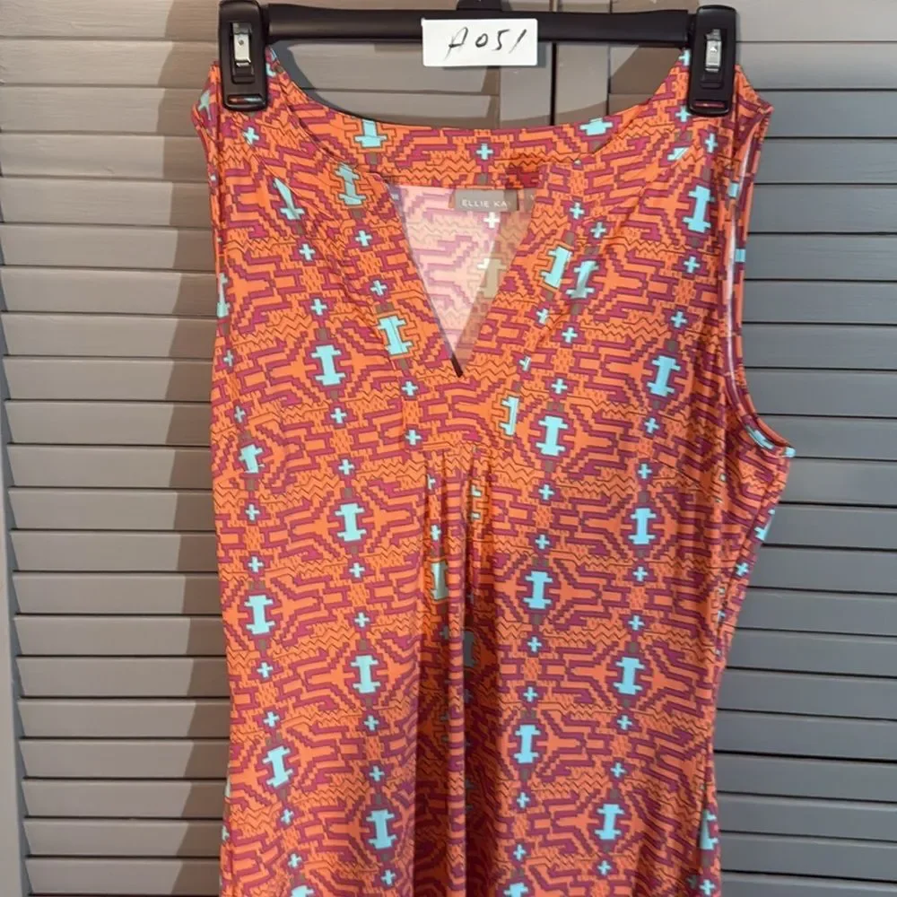 Coral V-Neck Sleeveless Wrap Maxi Dress by (Ellie Kai) size M - Picture 4 of 15